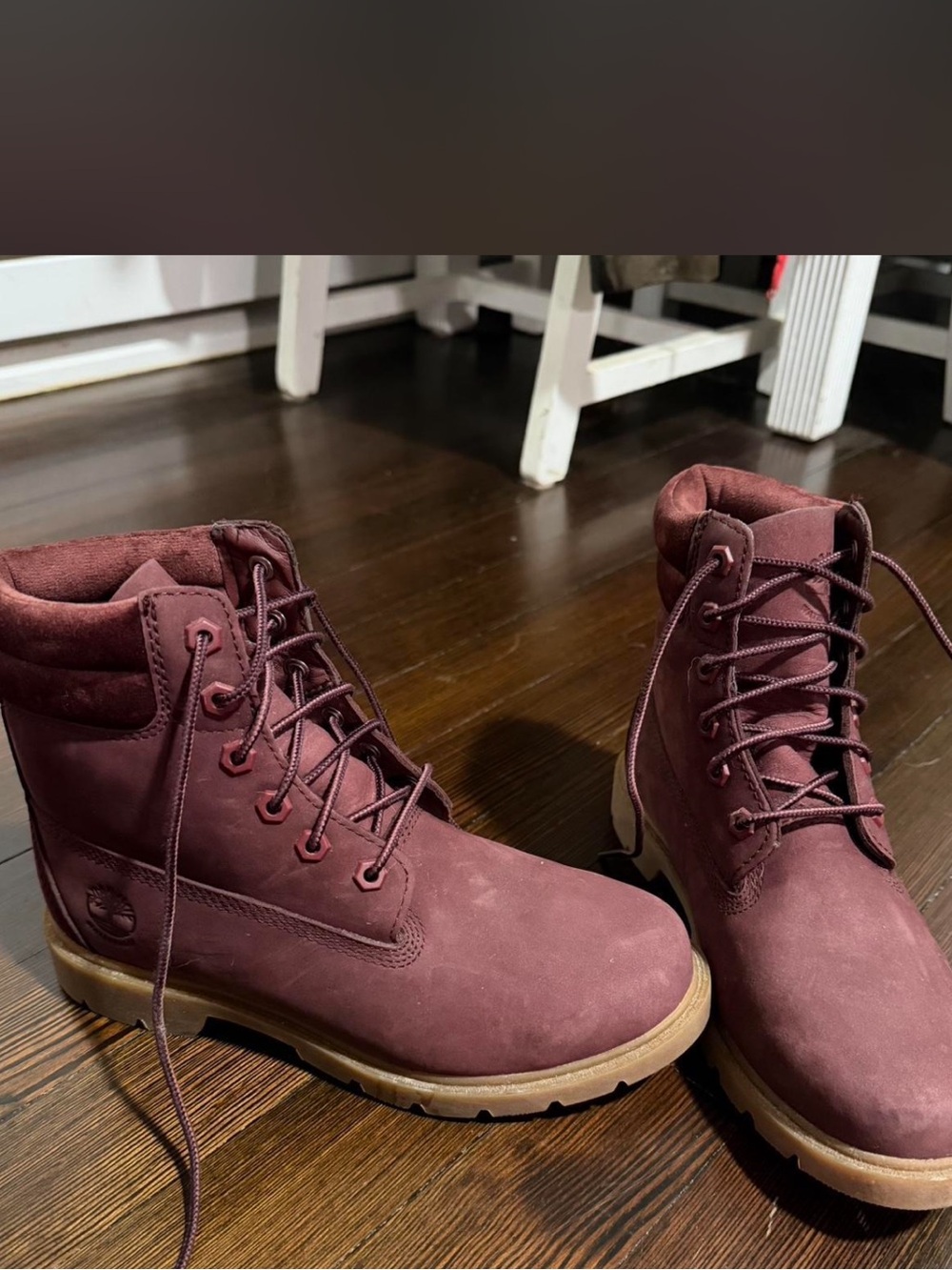 Burgundy Lace-Up timberland boots
